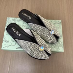 Silver Glitter Crystal Thong Sandals
