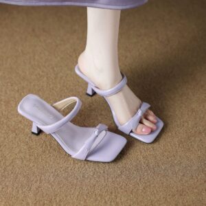 Lavender Block Heel Ankle-Strap Sandals