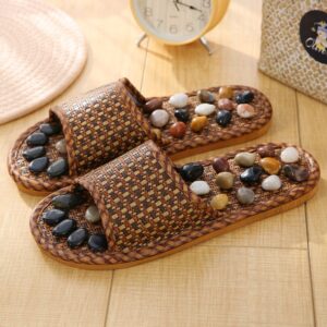 Brown Pebble Textured Slide Sandals