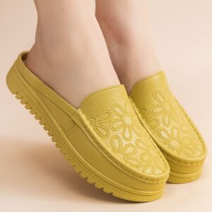 Yellow Woven Platform Espadrilles